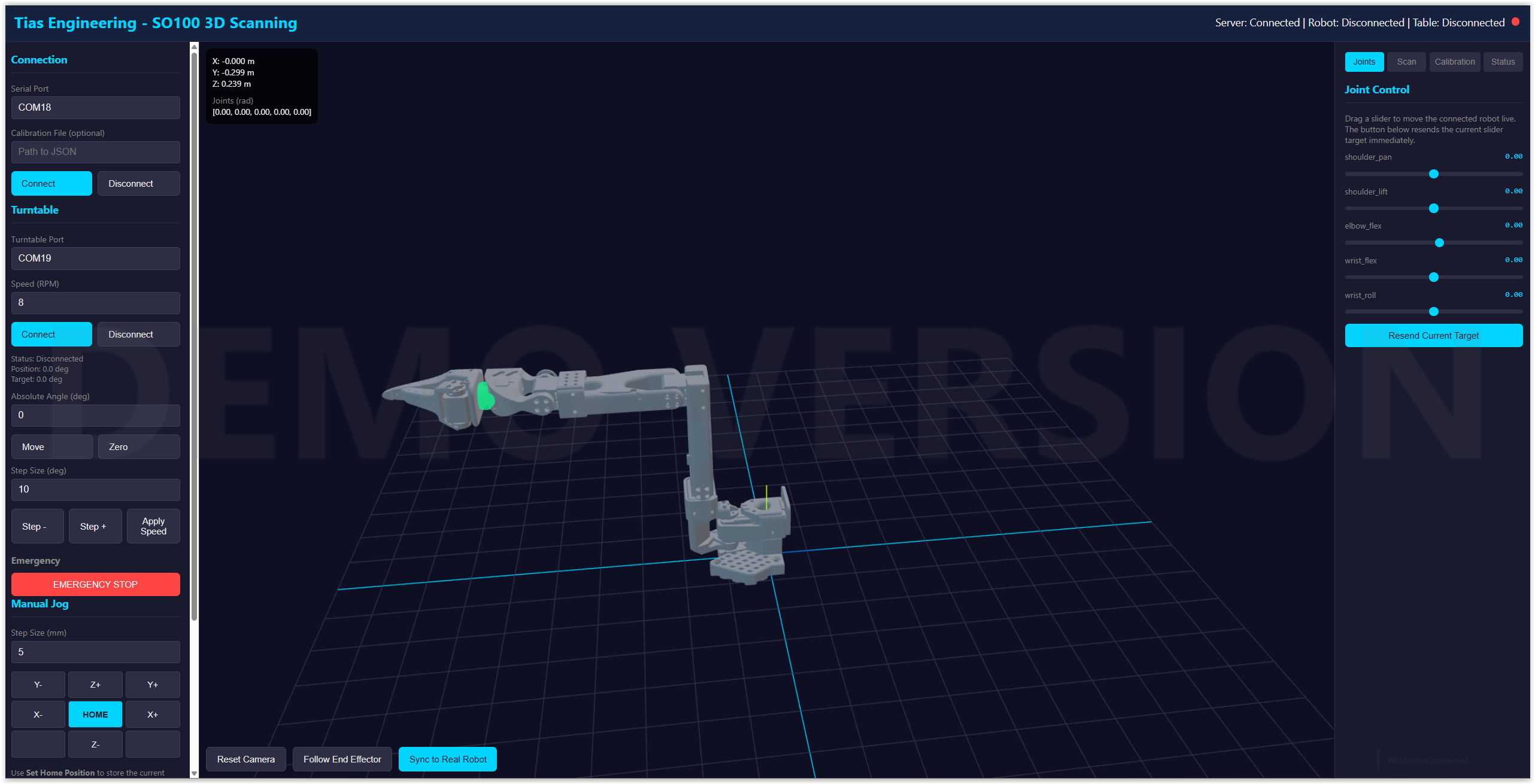 SO100 automated 3D scanning with turntable